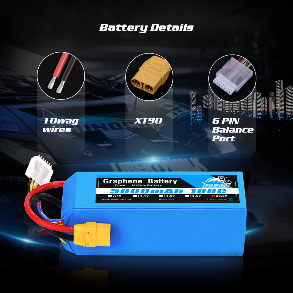 بطارية ليثيوم بوليمر من يوو بت - مراجعة 6S Lipo Battery 22.2V 5000Mah وسعره